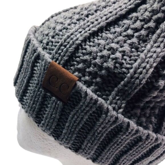 C.C Black Gray Pom Pom Beanies Set - Picture 6 of 11